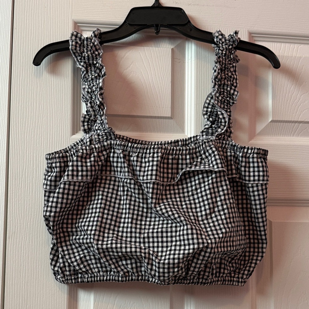 La Hearts Black and White Checkered Tank Top
